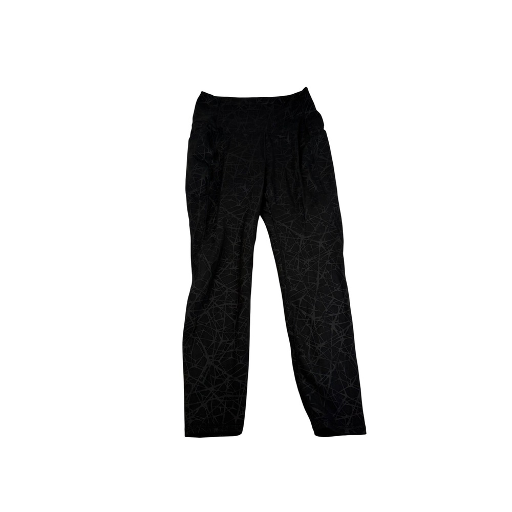 Spyder Active Womens Black Geometric Web Print High Rise Leggings Pockets Large
